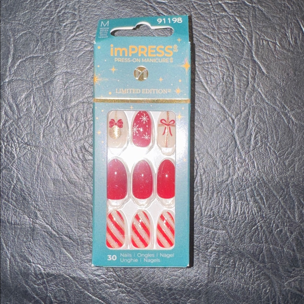 imPRESS Red and Glitter Press-On Nails, NEW